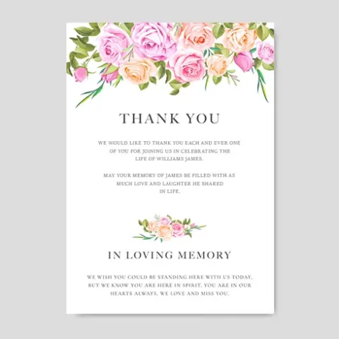 memorial thank you cards